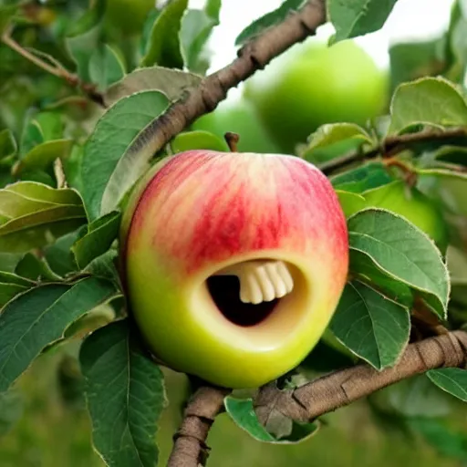 Prompt: a screaming apple