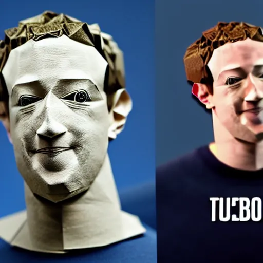 Image similar to Zuckerberg made out of origami, fine art