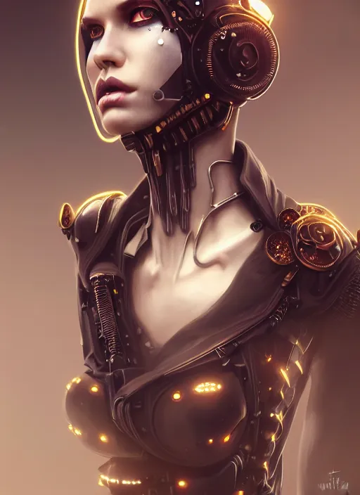 Image similar to soft lustrous ebony ivory biotech raver gutter punk gothic cyborg, golden ratio, details, scifi, fantasy, cyberpunk, intricate, decadent, highly detailed, digital painting, octane render, artstation, concept art, smooth, sharp focus, illustration, art by artgerm, loish, wlop