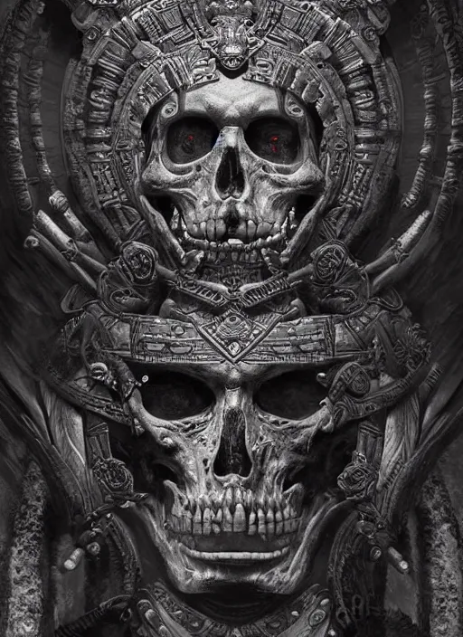 Image similar to digital _ painting _ of _ cizkin god of death mayan _ by _ filipe _ pagliuso _ and _ justin _ gerard _ symmetric _ fantasy _ highly _ detailed _ realistic _ intricate _ port