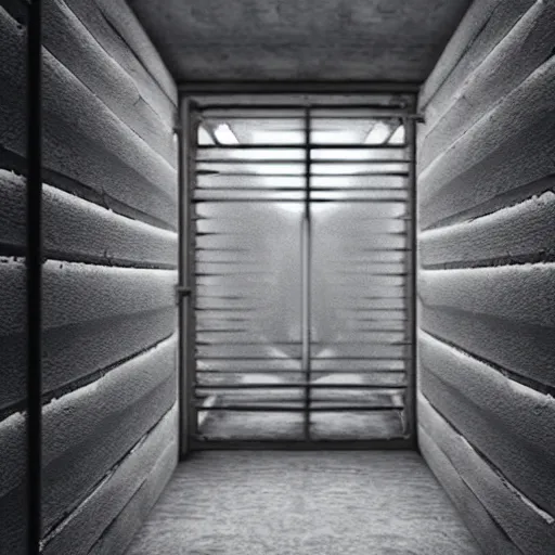Image similar to futuristic white prison cell, cramped, claustrophobic, small, prison, jail, 4K,