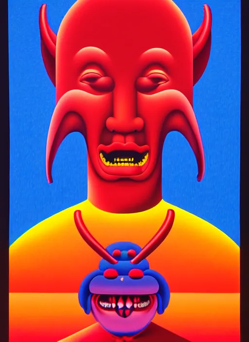 Image similar to devil by shusei nagaoka, kaws, david rudnick, airbrush on canvas, pastell colours, cell shaded, 8 k