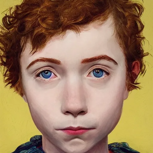 Prompt: sophia lillis from it, head and shoulders portrait, extremely detailed masterpiece, one single continues line.