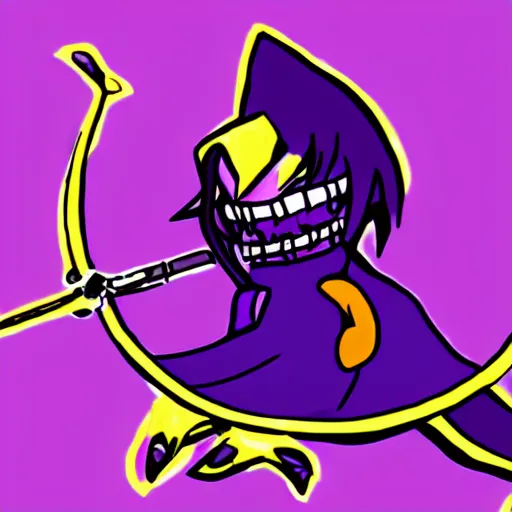 Image similar to digital drawing of Susie from the game Deltarune,