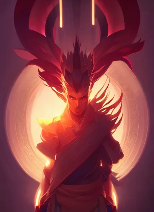 Image similar to symmetry!! portrait of yasuo, league of legends, glowing lights!! intricate, elegant, highly detailed, digital painting, artstation, concept art, smooth, sharp focus, illustration, art by artgerm and greg rutkowski and alphonse mucha