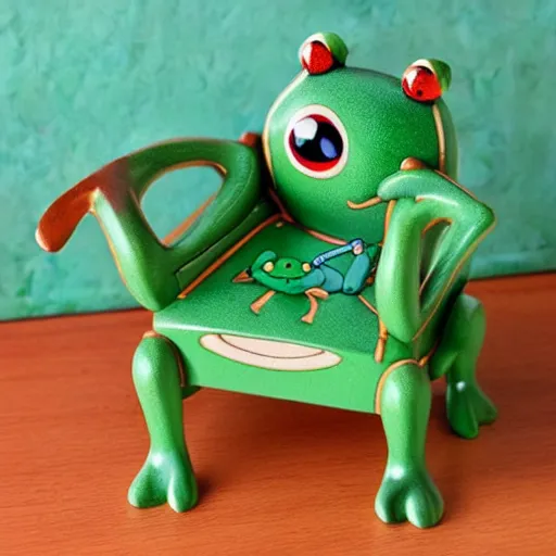 Image similar to cute frog themed chair, anime key art studio ghibli,