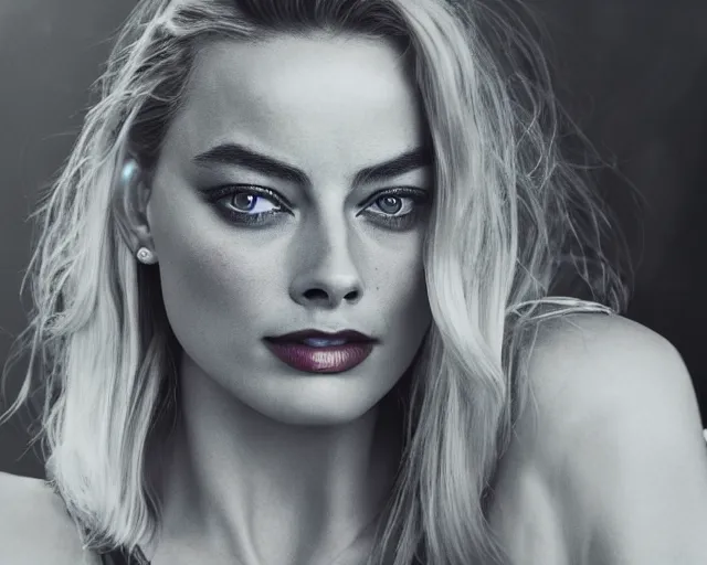 Image similar to a beautiful mix of margot robbie and amber heard, hyper realistic face, beautiful eyes, cinematic, long shot, hyper detailed, 8 5 mm photograph, 8 k resolution, film still, sharp lens, wide lens