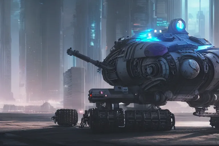 Image similar to cyberpunk alien concept inspired tank, futuristic look, highly detailed body, very powerful, photorealistic camera shot, bright studio setting, studio lighting, crisp quality and light reflections, unreal engine 5 quality render