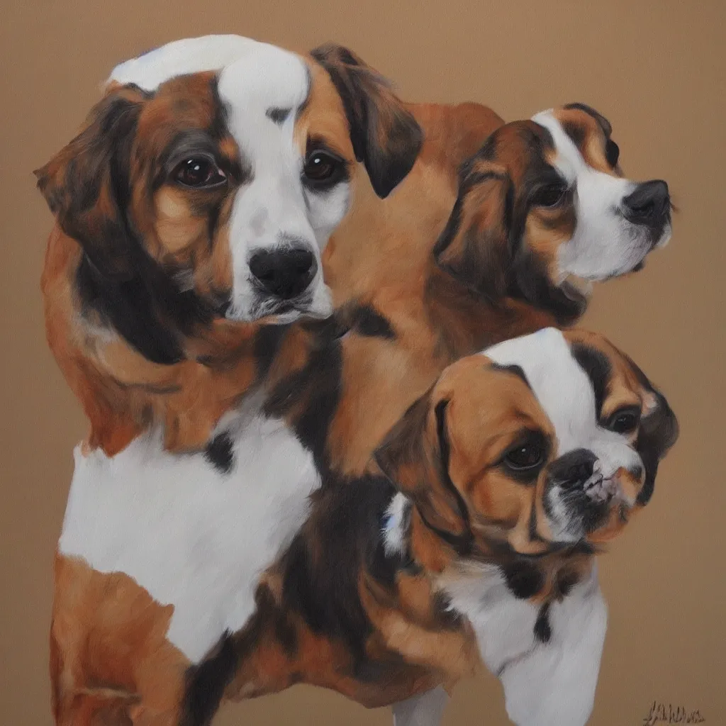 Prompt: painting of cute dog, full stature, in style of jorge garza, photorealistic