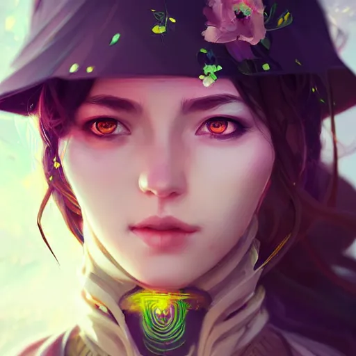 Image similar to portrait of a beautiful solarpunk woman, by guweiz and wlop and artgerm