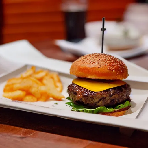 Prompt: delicate photo in restaurant menu showing bacon cheeseburger