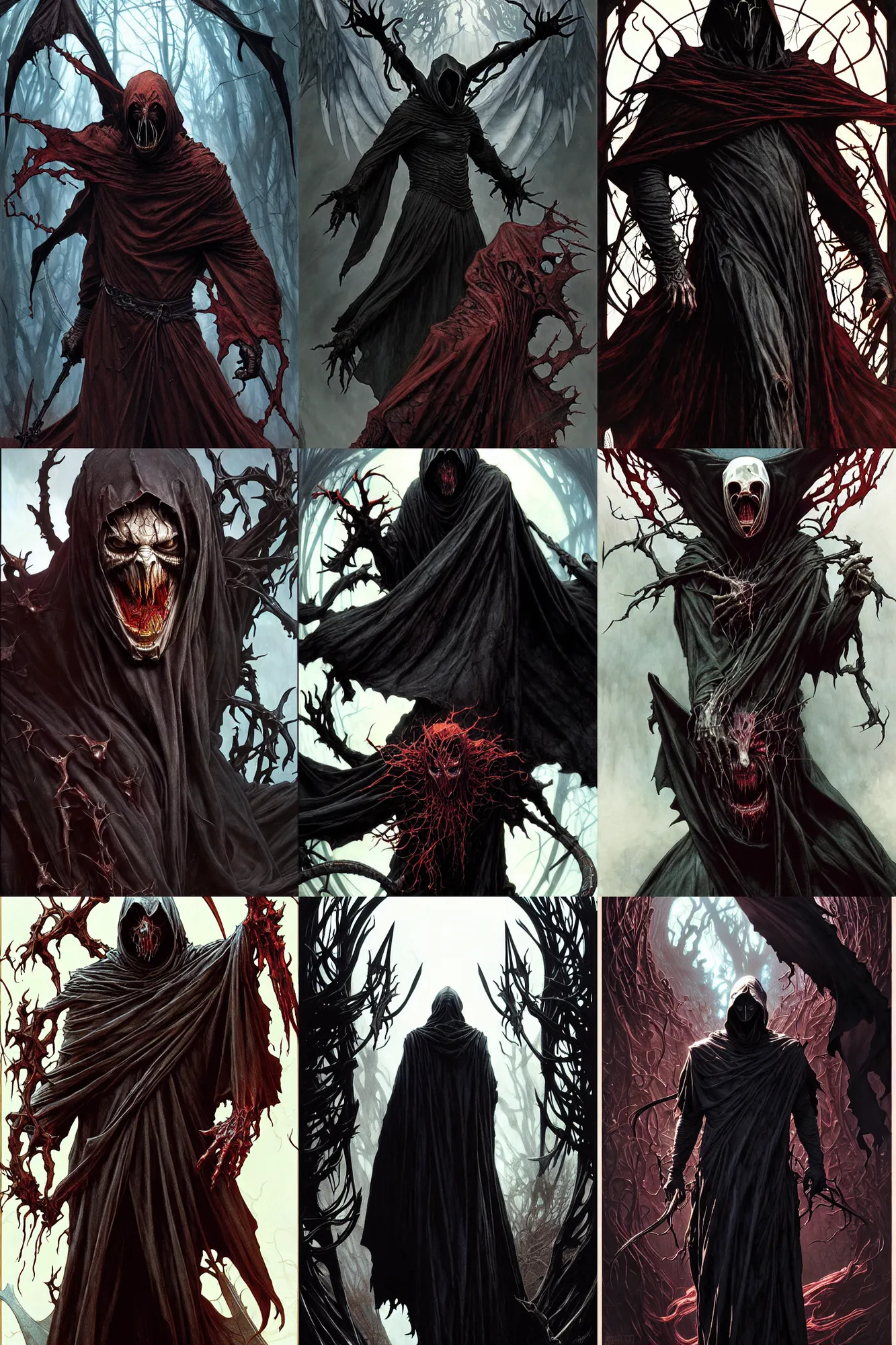 Prompt: the platonic ideal of dementor nazgul wild hunt cletus kasady carnage, detailed, intricate, hyperrealism, intense, scary art by brock hofer and artgerm and greg rutkowski and alphonse mucha