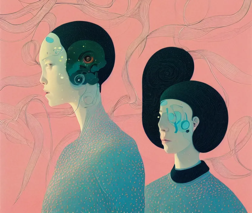 Image similar to portrait painting of a female, surrealism, children's illustration, aesthetically pleasing natural and pastel colors, art by victo ngai, portrait
