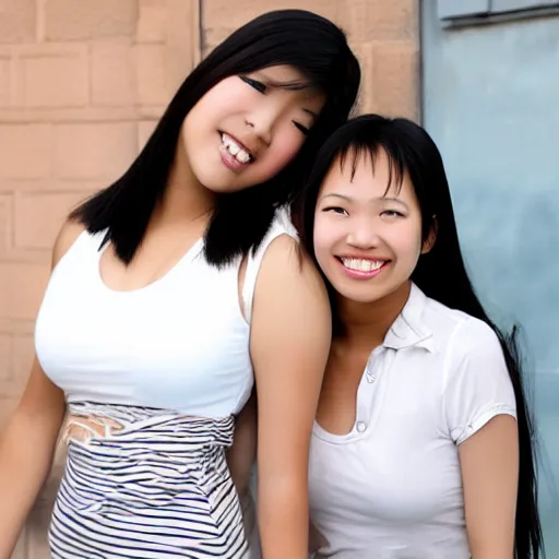 Prompt: asian teen with her friend