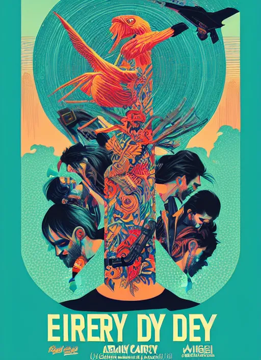 Prompt: concert poster for every time i die, band, music, tristan eaton, victo ngai, artgerm, rhads, ross draws