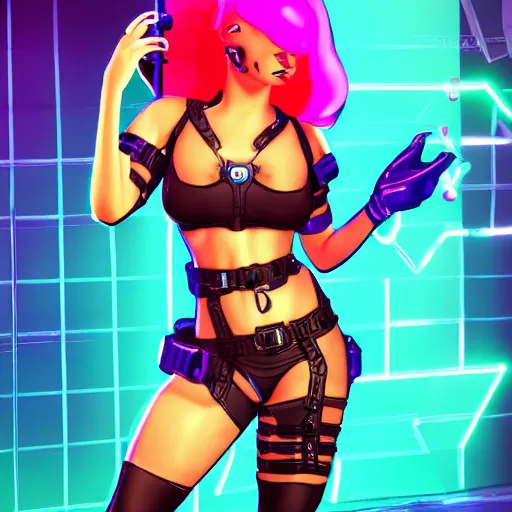 Image similar to 1 9 2 0 cyberpunk pinup girls, neon colors, 8 k, hd, apex legends, fornite, gta