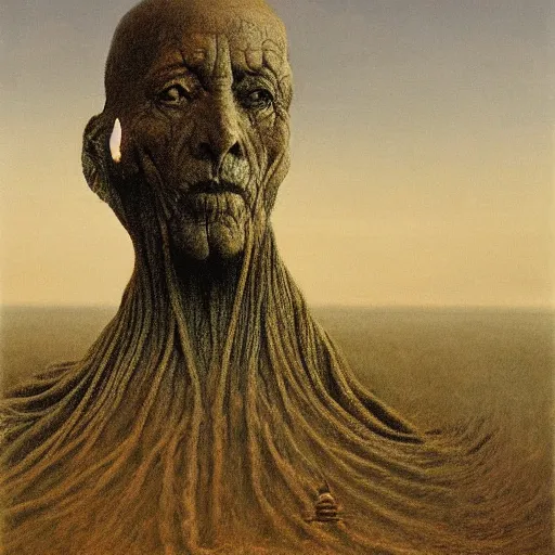 Image similar to king by Zdzisław Beksiński, oil on canvas