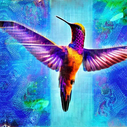 Image similar to islife tearing reflecting hummingbird submerged transparent crystallidigitalart