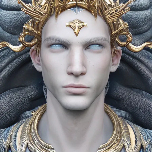 Image similar to portrait of mythological male god of beauty, high resolution, award-winning art, trending on Artstation, sharp image, incredibly detailed, octane render, unreal engine