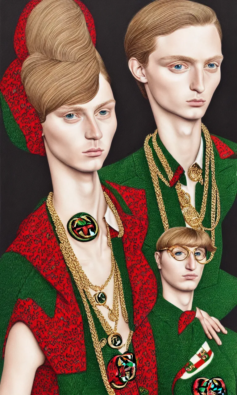 Image similar to a very beautiful gucci portrait, highly detailed, intricate