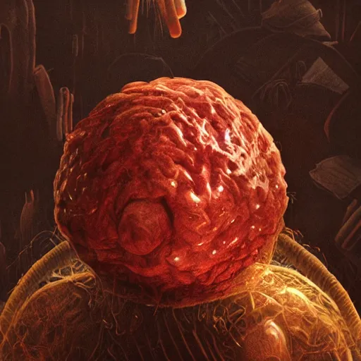 Prompt: illustration of a human meat ball, masterful digital art, sublime detail, epic composition, intricate detail