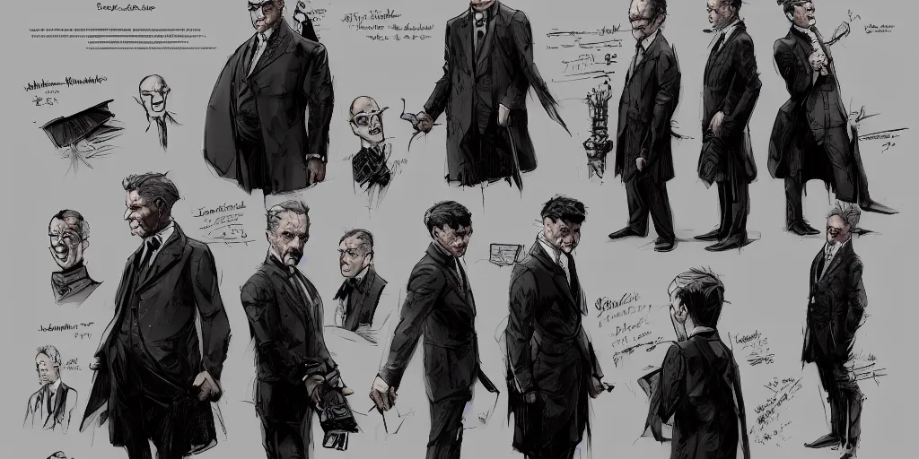 Image similar to alfred pennyworth, character sheet, concept design, contrast, kim jung gi, greg rutkowski, zabrocki, karlkka, jayison devadas, trending on artstation, 8 k, ultra wide angle, pincushion lens effect