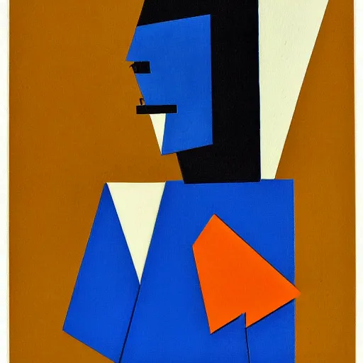 Image similar to matte portrait of a depressed man, by anthony micallef, minimalist cubism, blue color scheme