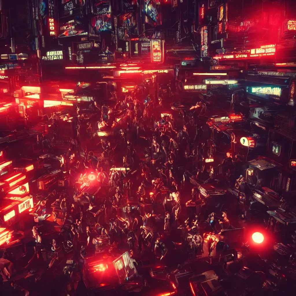 Image similar to epic highly detailed photo of gangs fight in cyberpunk night adult club, 3 5 mm, guns blasting, low angle, blade runner, akira, cinematic angle, cinematic lighting, reflections, action, battle