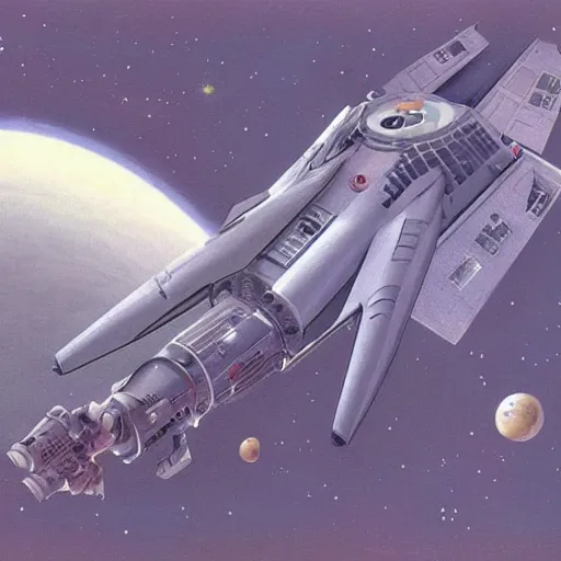 Prompt: space ship, nasa - punk style, concept art by ralph mcquarrie