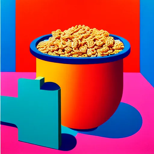 Prompt: cereal by shusei nagaoka, kaws, david rudnick, airbrush on canvas, pastell colours, cell shaded, 8 k