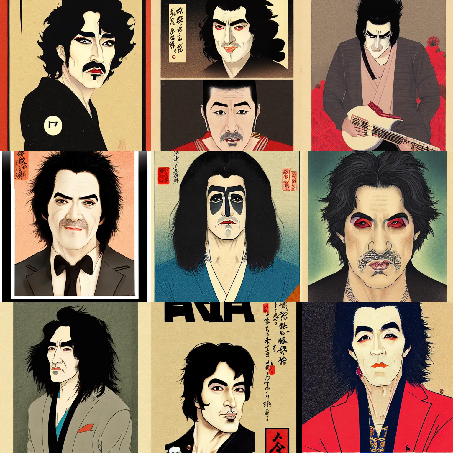 Prompt: a portrait of paul stanley. shin hanga and kawanabe kyosai and cory loftis and rossdraws and wlop - h 7 0 4