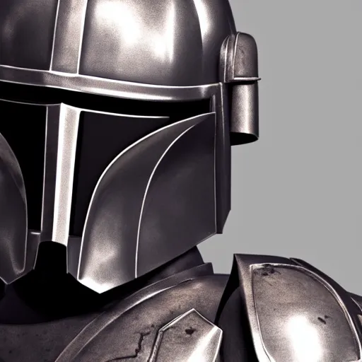 Prompt: the mandalorian in medieval armor, star wars, looking at viewer, very detailed, octane render, portrait photography, 8 k