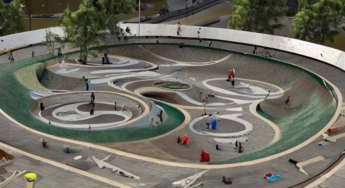 Image similar to An skatepark designed by Gaudí, highly detailed, 8k, HD, architectural