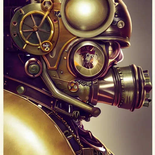 Prompt: portrait of a steampunk robot, highly detailed, professional digital painting, Unreal Engine 5, Photorealism, HD quality, 8k resolution, cinema 4d, 3D, cinematic, professional photography, art by artgerm and greg rutkowski and alphonse mucha and loish and WLOP