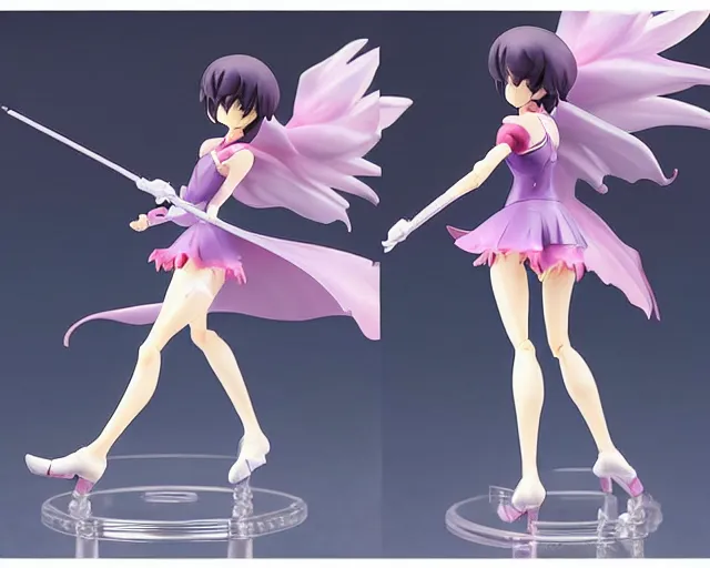 Prompt: makoto shinkai isolated magical girl vinyl figure, figure photography, dynamic pose, holographic undertones, glitter accents on figure, anime stylized, accurate fictional proportions, high delicate details, ethereal lighting - h 6 4 0