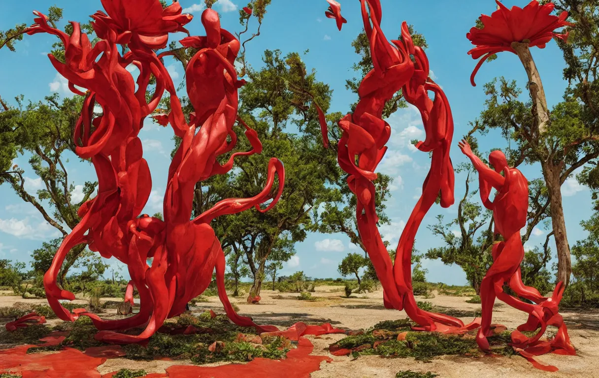 Image similar to a cowboy turning into blooms. tropical sea slugs, tractor tires. complementary colors. national geographic. 8 k, rendered in octane, smooth gradients. sculpture by antonio canova. red accents. by slim aarons, by zhang kechun, by lynda benglis