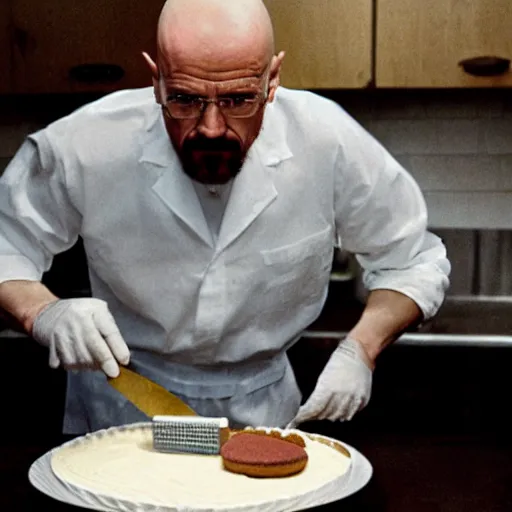 Image similar to Walter white baking a cake