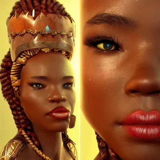 Image similar to a beautiful Zulu princess, epic, epic lighting, character portrait, james gurney, character concept style trending on artstation, detailed face, concept art, detailed, octane render cinematic, photo-realistic, 8k, high detailed