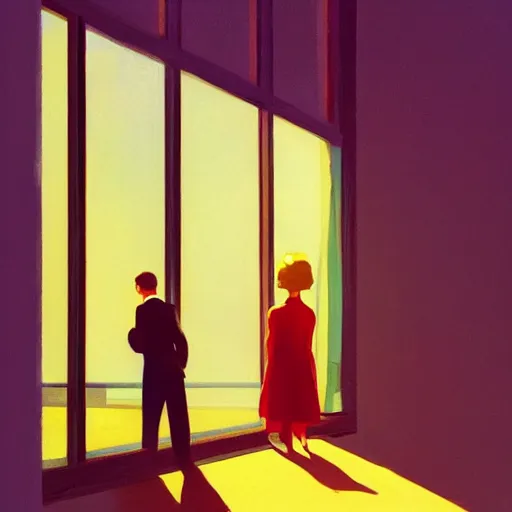 Image similar to there is hope on the horizon, Edward Hopper and James Gilleard style