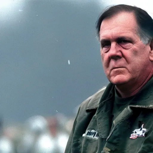 Prompt: A still image of coach Belichick in 'Saving Private Ryan'(1998)