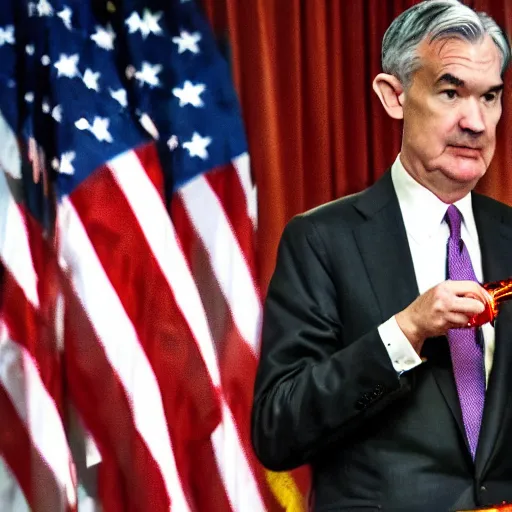 Prompt: photo of Jerome Powell using a flamethrower, highly-detailed, award-winning