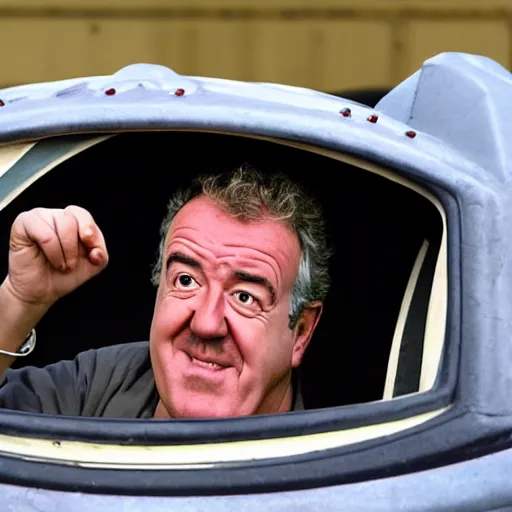 Image similar to jeremy clarkson driving a spaceship