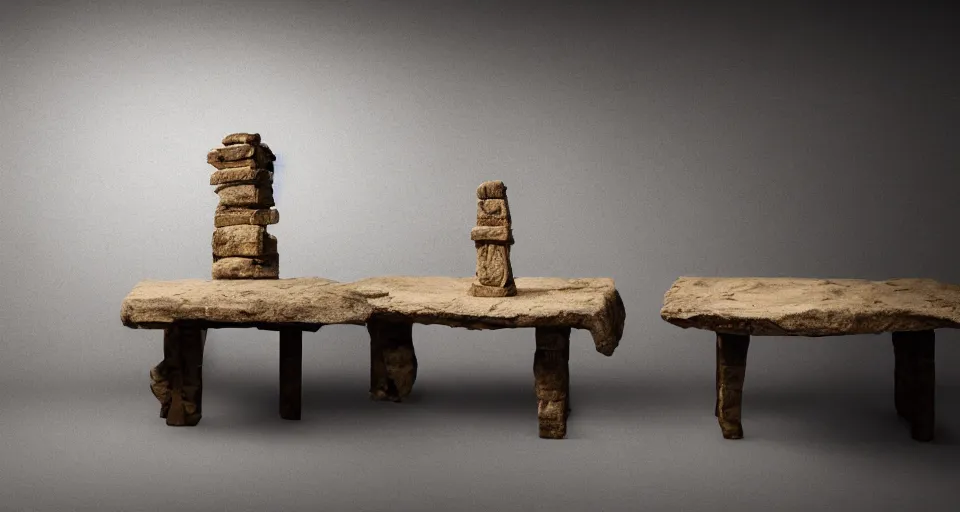 Image similar to studio photography of two ancient stone tables, ten commandments, studio lighting, solid color background 8k