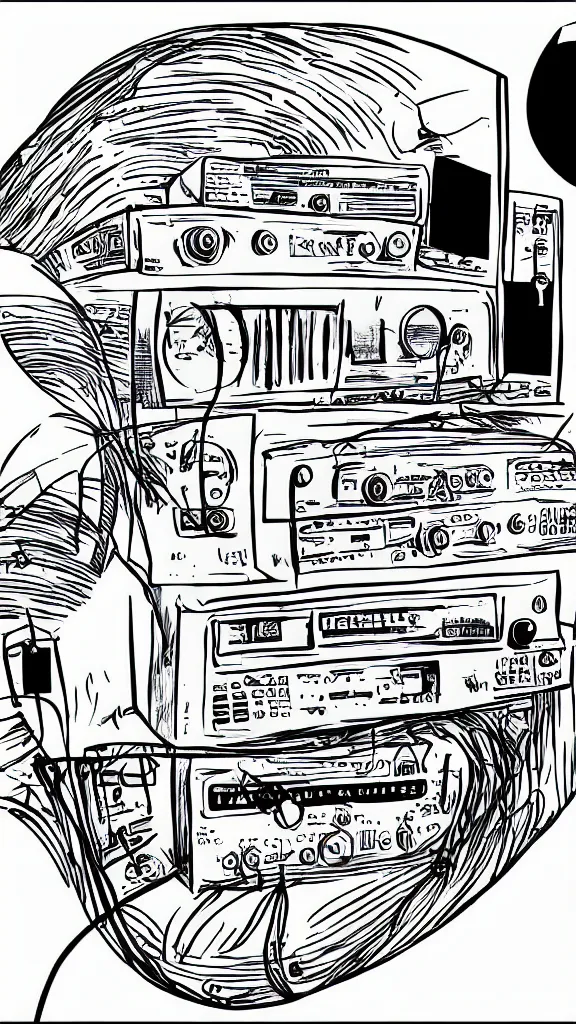Image similar to corporate gen - x cyber illustration of a radio by skolos wedell