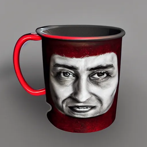 Image similar to a mug of an ugly mug on a mug, photorealistic,