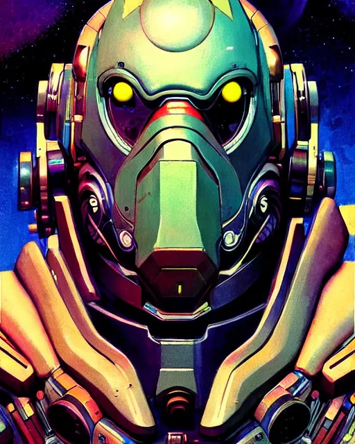 Image similar to sigma from overwatch, character portrait, portrait, close up, concept art, intricate details, highly detailed, vintage sci - fi poster, retro future, in the style of chris foss, rodger dean, moebius, michael whelan, and gustave dore