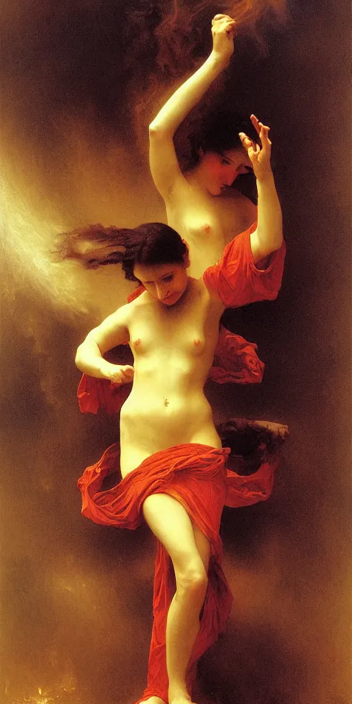 Image similar to The fire dance, painted by William-Adolphe Bouguereau