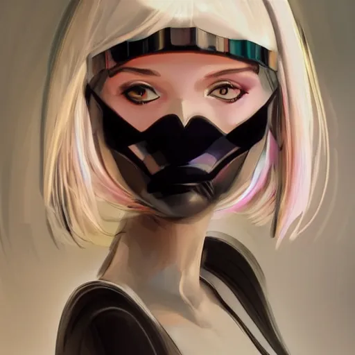 Image similar to android robot woman face painting, looking straight to camera, muted colors, matte print, pastel colors, ornate, digital art, cute smile, winning artwork, digital painting, professional art, elegant, by Ilya Kuvshinov, by artgerm