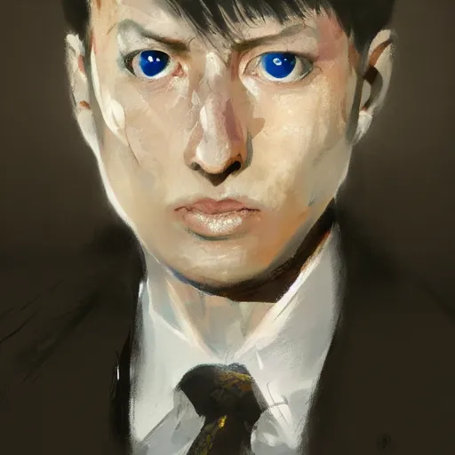 Prompt: portrait of mob psycho, shigeo kageyama painted by greg rutkowski, wlop