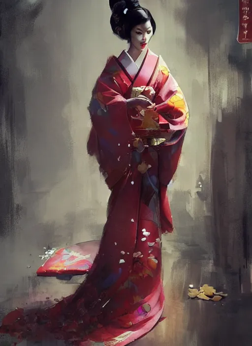 Image similar to hyper realistic geisha, by greg rutkowski